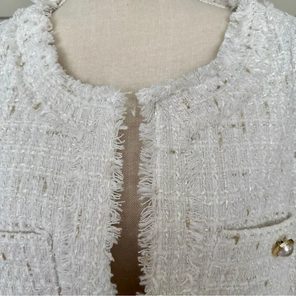 Nanette Lepore Elegant White Tweed Jacket size XL - Picture 3 of 9